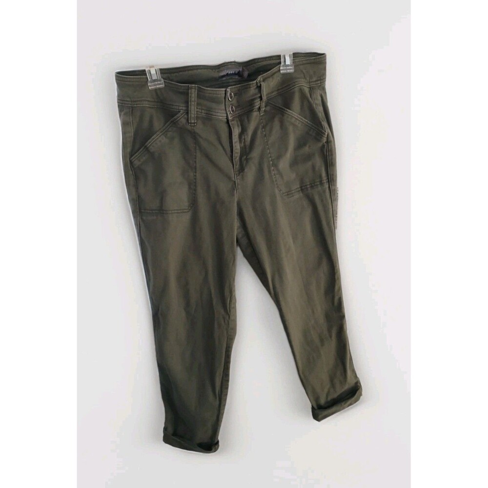 Torrid Women’s Crop Twill Military Pants Cotton Blend - Olive Green Size 14